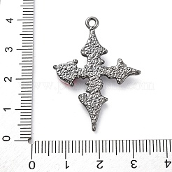 ゴシックラックメッキ合金ペンダント  赤いラインストーン付き  クロス  ガンメタ色  36.5x27x4mm  穴：1.8mm&nbsp;PALLOY-V002-14B-03