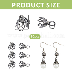 80Pcs Flower Rack Plating Brass Filigree Bead Cap Bails&nbsp;KK-FH0008-45B