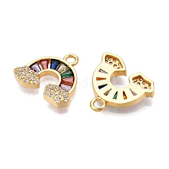 Brass Micro Pave Clear Cubic Zirconia Pendants&nbsp;KK-T073-27G