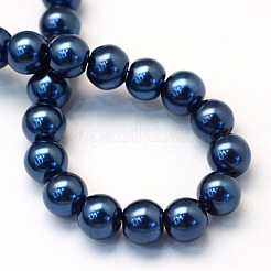 Baking Paint Pearlized Glass Pearl Round Bead Strands&nbsp;X-HY-Q003-4mm-15