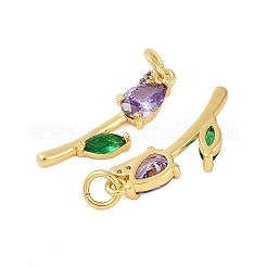 Rack Plating Brass Micro Pave Cubic Zirconia Pendants&nbsp;KK-R166-09G-06
