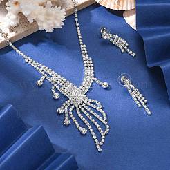 Fashionable Wedding Rhinestone Necklace and Stud Earring Jewelry Sets&nbsp;X-SJEW-R046-10