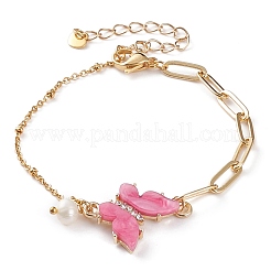 Brass Micro Pave Cubic Zirconia Butterfly Link Bracelets&nbsp;BJEW-JB05834