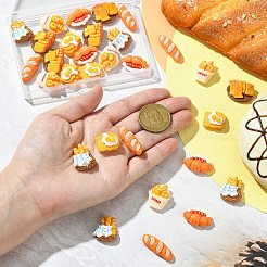 30個6スタイル不透明樹脂カボション  模造食品  パン  混合図形  17.5~28x10~21.5x8~11mm  5個/スタイル&nbsp;RESI-CJ0004-29
