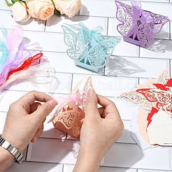 30個 6色 ヨーロッパ風 中空蝶 ウェディングドレス 紙 キャンディ ギフト包装箱  結婚式用の折りたたみ収納ボックス  ミックスカラー  4.4x11x8.3cm  5個/カラー&nbsp;CBOX-CJ0001-01