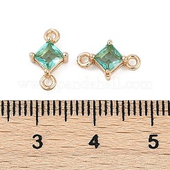 Brass Pave Glass Rhombus Links Connector Charms&nbsp;GLAA-Q088-001B