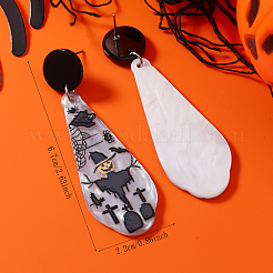 Halloween Cute Teardrop with Cartoon Pumpkin Ghost Stud Earrings&nbsp;EA7771-2