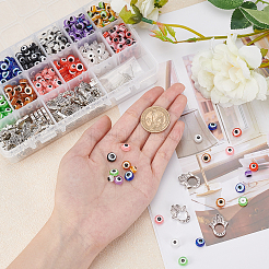 ナザールボンジュウをテーマにしたDIYペンダント作りキット820個  樹脂ビーズ入り  ミリアム合金ビーズフレームの手  真鍮製平頭ピン  ミックスカラー  6~7.5x5mm  穴：1.6~2mm&nbsp;DIY-NB0004-89