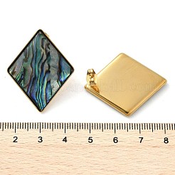 304ステンレススチールスタッドピアス  シェルと  イオンプレーティング（ip）  菱形  18KGP本金メッキ  34x27.5mm&nbsp;EJEW-C138-02G