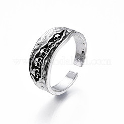 Halloween Alloy Skull Open Cuff Ring for Men Women&nbsp;RJEW-T009-37AS