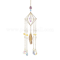 Glass Teardrop Pendant Decorations&nbsp;AJEW-Q143-05