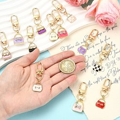 12本合金エナメルペンダントデコレーション  バッグ  合金回転式ナスカン付き  ゴールドカラー  ミックスカラー  53~58mm&nbsp;HJEW-YW00397
