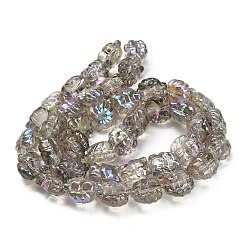 電気メッキガラスビーズ連売り  キツネ  半分メッキ  虹メッキ  グレー  18x18x13.5mm  穴：1.5mm  約40個/連  27.17''（69センチメートル）&nbsp;EGLA-H110-01HR-04