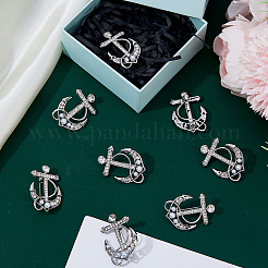 8Pcs Anchor Alloy Rhinestone Lapel Pins for Backpack Clothes&nbsp;JEWB-DC0006-46B