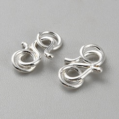 スターリングシルバーとSフック留め金925個  丸カン付き  銀  11x10x1mm&nbsp;LS-STER-WH0010-50B