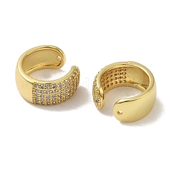 Rack Plating Brass Micro Pave Clear Cubic Zirconia Ring Cuff Earrings for Women&nbsp;EJEW-P280-12G