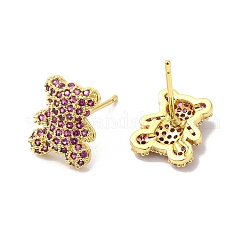 Cubic Zirconia Bear Stud Earrings&nbsp;EJEW-R150-17G