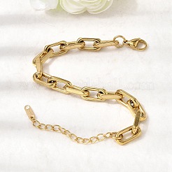 304 Stainless Steel Rectangle Ring Link Chain Bracelets for Women&nbsp;BJEW-A152-02G