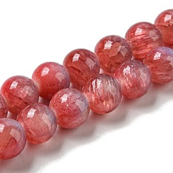染め加工天然石ホワイトジェイドビーズ連売り  ラウンド  レッド  6~6.5mm  穴：1mm  約66個/連  15.75インチ（40cm）&nbsp;G-F764-01D