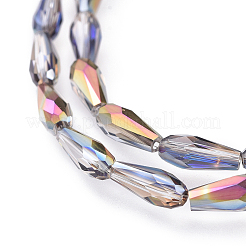 電気メッキガラスビーズセット  半分メッキ  多面カット  ティアドロップ  パープルメッキ  10x4mm  穴：0.8mm  約67個/連  27.9インチ〜28.15インチ（64~66cm）&nbsp;EGLA-L015-HP-A03
