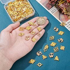 180種類のスタイルの合金中空コネクタチャーム9個  DIYヘアアクセサリー用  ゴールドカラー  混合図形  9.5~25.5x9.5~16.5x1.5~3.5mm  穴：1~1.6mm  20個/スタイル&nbsp;FIND-GA0006-59