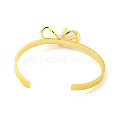 Bowknot Rack Plating Brass Open Cuff Bangles for Women&nbsp;BJEW-P322-06A-G