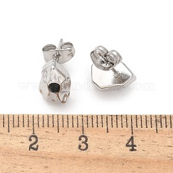 304ステンレススチールスタッドピアス  ラインストーン付き  ナゲット  ステンレス鋼色  10x6.5mm&nbsp;EJEW-F361-08P