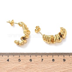 女性用304ステンレススチールスタッドピアス  ハーフフープピアス  イオンプレーティング（ip）  ゴールドカラー  22x12mm&nbsp;EJEW-K333-14G