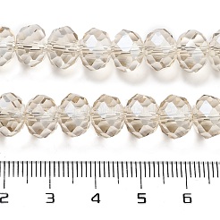 手作りガラスビーズ  ファセットロンデル  ベージュ  10x7mm  穴：1mm  約70~72個/連&nbsp;G02YI0P3