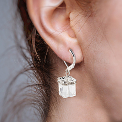 3 Pairs 3 Colors Bling Glass Cube Dangle Leverback Earrings&nbsp;EJEW-AN0002-81