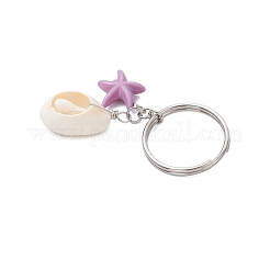 Synthetical Turquoise & Natural Mixed Cowrie Shell Keychains&nbsp;KEYC-JKC01344