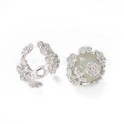 真鍮の派手なビーズキャップ  花  4花びら  プラチナ  14x16x18mm  穴：2.5mm&nbsp;PALLOY-G193-07P