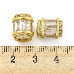 Rack Plating Brass Micro Pave Cubic Zirconia European Beads&nbsp;LS-KK-F089-31G-08