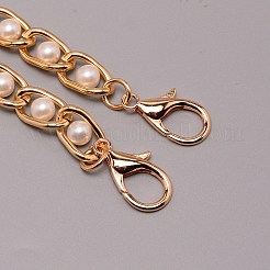 アルミチェーンバッグストラップ  レジンパールとアルミクラスプ付き  バッグ交換用アクセサリー用  ライトゴールド  111x1.2x0.8cm&nbsp;DIY-TAC0020-13LG-03