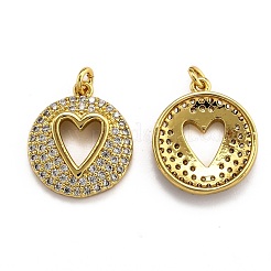 Brass Micro Pave Clear Cubic Zirconia Pendants&nbsp;ZIRC-J025-28G