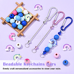 DIY Rainbow Round Wood & Aluminum Keychain Making Kits&nbsp;DIY-YW0012-31