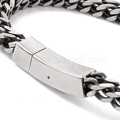 304ステンレススチールロープチェーンブレスレット男性用女性用  アンティークシルバー  8-1/8インチ（20.5cm）&nbsp;STAS-E001-01AS