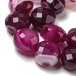 天然バンデットアゲートビーズ連売り  多面カット  染め  フラットラウンド  パープル  10x7~7.5mm  穴：1.2mm  約38個/連  14.92''（37.9センチメートル）&nbsp;G-K351-A10-03