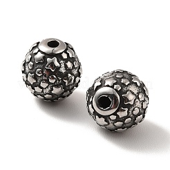316サージカルステンレスビーズ  スターとロンデル  アンティークシルバー  9x9.5mm  穴：1.5mm&nbsp;STAS-A060-18AS