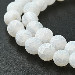 天然石風化瑪瑙ビーズ連売り  染め  艶消し  ラウンド  ホワイト  8mm  穴：1mm  約46個/連  14~15インチ&nbsp;G-G589-8mm-03