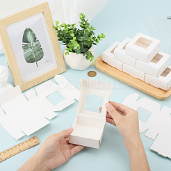 透明な窓が付いている正方形の紙箱  石鹸包装用  ホワイト  7x7x3cm  20pc&nbsp;SOAP-DJ0001-02B-03