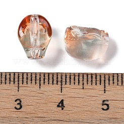 ペイントガラスビーズを焼く  スカル  サドルブラウン  10x8x7.5mm  穴：1mm&nbsp;GLAA-S202-17B