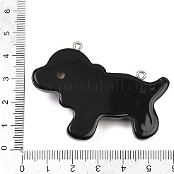 不透明な樹脂製の大きなペンダント  犬チャーム  プラチナ鉄ループ付き  カラフル  40x56x12.5mm  穴：1.6mm&nbsp;RESI-A056-03P