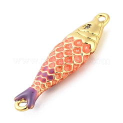 Brass Enamel Fish Connector Charms&nbsp;KK-H527-11G-05