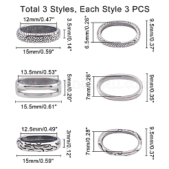 9Pcs 3 Styles 304 Stainless Steel Slide Charms&nbsp;STAS-UN0020-82