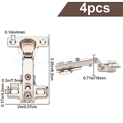 鉄製ヒンジ4個  ワードローブドアアクセサリー  ステンレス鋼色  85x50.7x18mm  穴：4mmと4.2x7.5mm&nbsp;FIND-GF0002-42