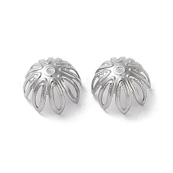 変色しない304ステンレススチールビーズキャップ  8  - 花びらの花  ステンレス鋼色  11x7.5mm  穴：1.2mm&nbsp;STAS-Z062-02P