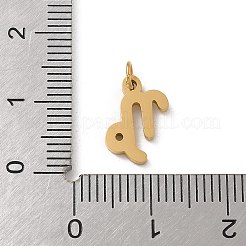 304ステンレススチールチャーム  丸カン付き  ゴールドカラー  星座チャーム  山羊座  12.5x9x1.5mm  穴：3mm&nbsp;STAS-R001-04G-10