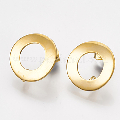 304ステンレススチールスタッドピアス金具  カーブ  リング  ゴールドカラー  18mm  穴：3mm  ピン：0.8mm&nbsp;X-STAS-Q231-07G