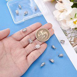 12個 12スタイル 真鍮マイクロパヴェキュービックジルコニアチューブベイル  プラチナ  9~12x4~10x3~10mm  穴：1~2mm  1個/スタイル&nbsp;KK-PH0013-25